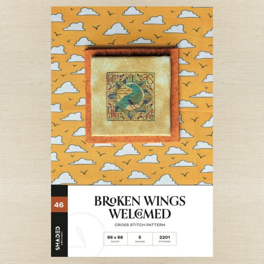 Shaded Stitchery - Broken Wings Welcomed - Booklet Chart IH and/or Roxy Floss