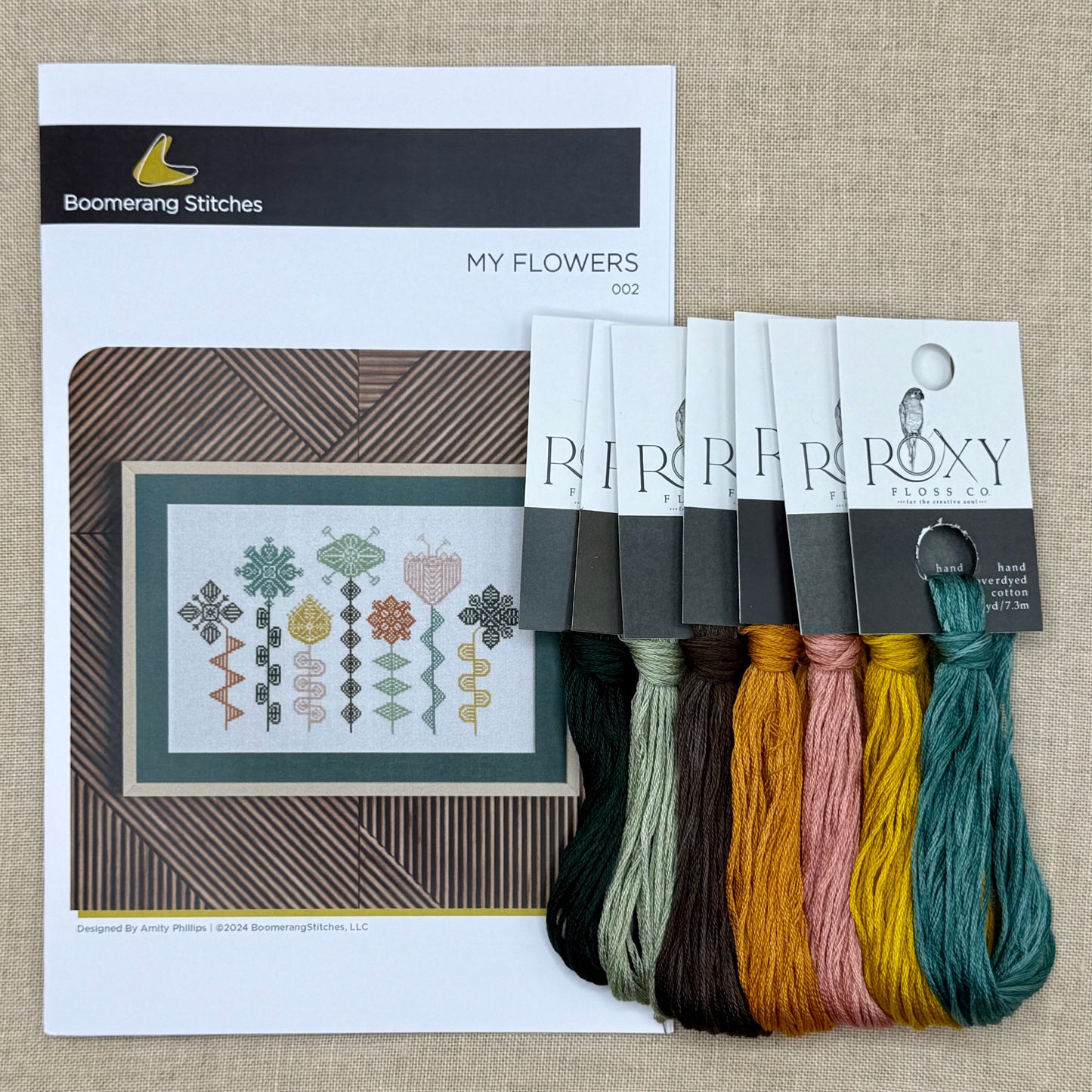 Boomerang Stitches - My Flowers - Cross Stitch Chart and/or Roxy Floss Co Threads