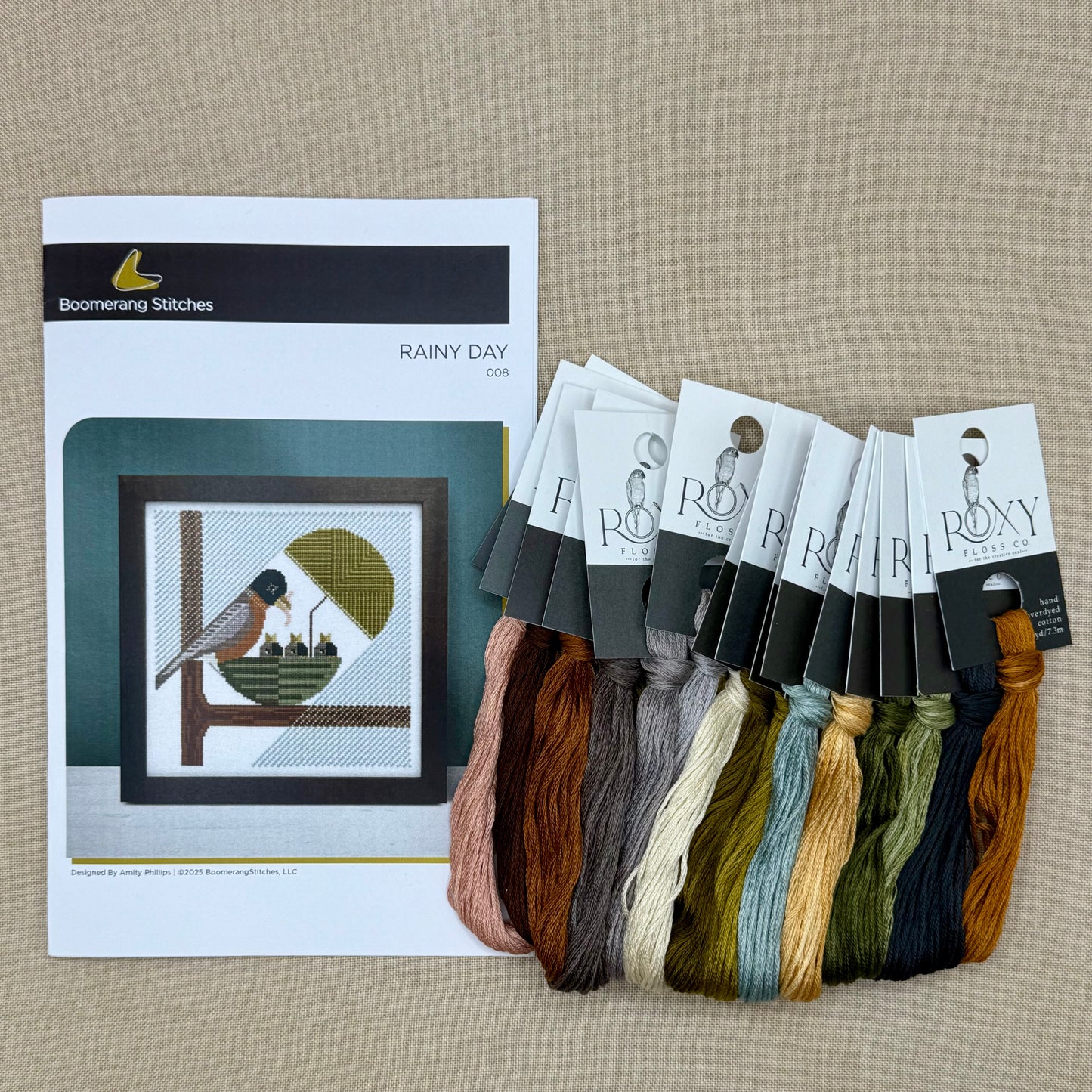 Boomerang Stitches - Rainy Day - Cross Stitch Chart and/or Roxy Floss Co Threads