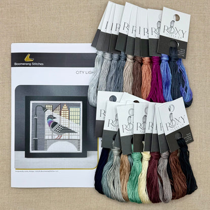 Boomerang Stitches - City Lights - Cross Stitch Chart and/or Roxy Floss Co Threads