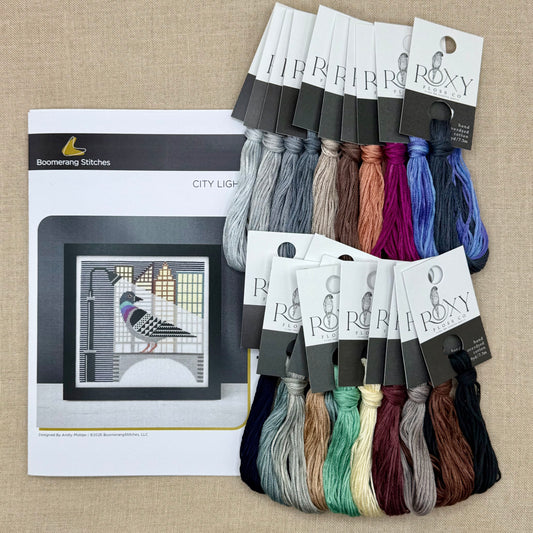 Boomerang Stitches - City Lights - Cross Stitch Chart and/or Roxy Floss Co Threads