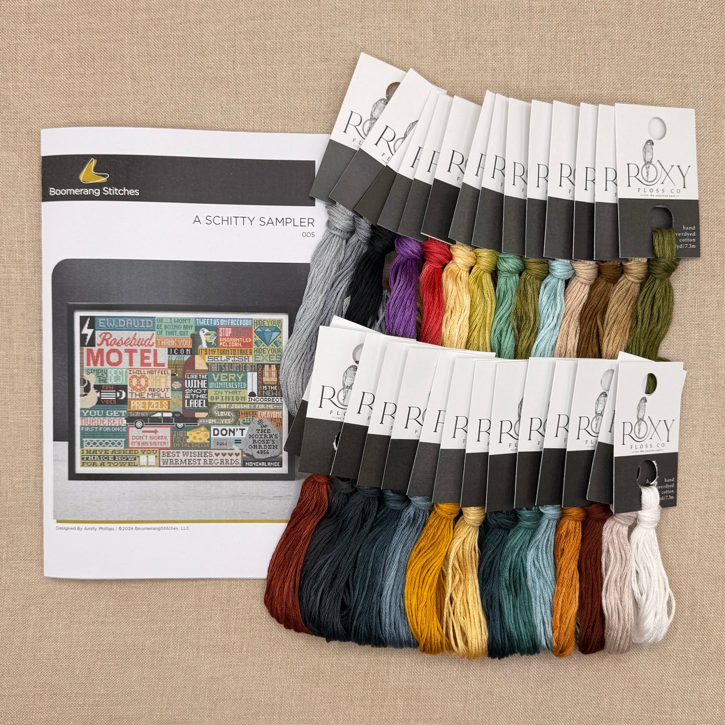 Boomerang Stitches - A Schitty Sampler - Cross Stitch Chart and/or Roxy Floss Co Threads