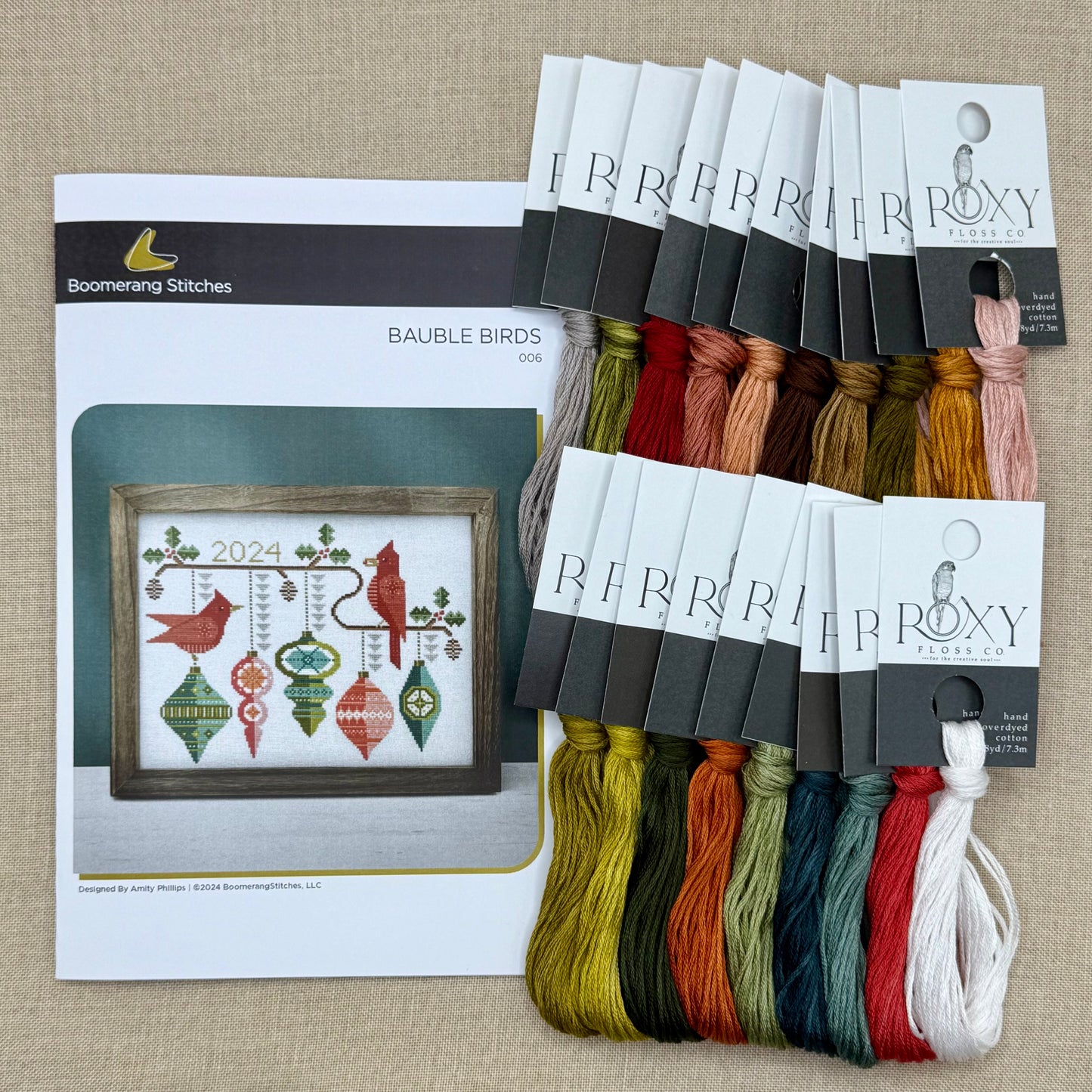Boomerang Stitches - Bauble Birds - Cross Stitch Chart and/or Roxy Floss Co Threads