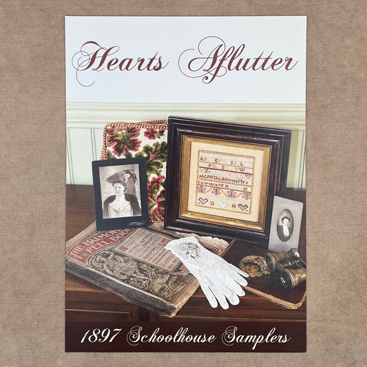 1897 Schoolhouse Samplers - Hearts Aflutter - Physical Chart and/or Roxy Floss