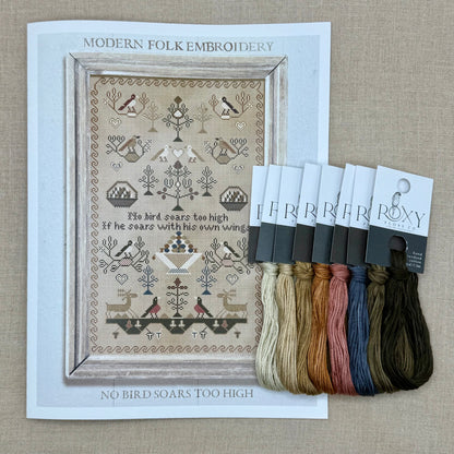 Modern Folk Embroidery - No Bird Soars Too High - Booklet Chart