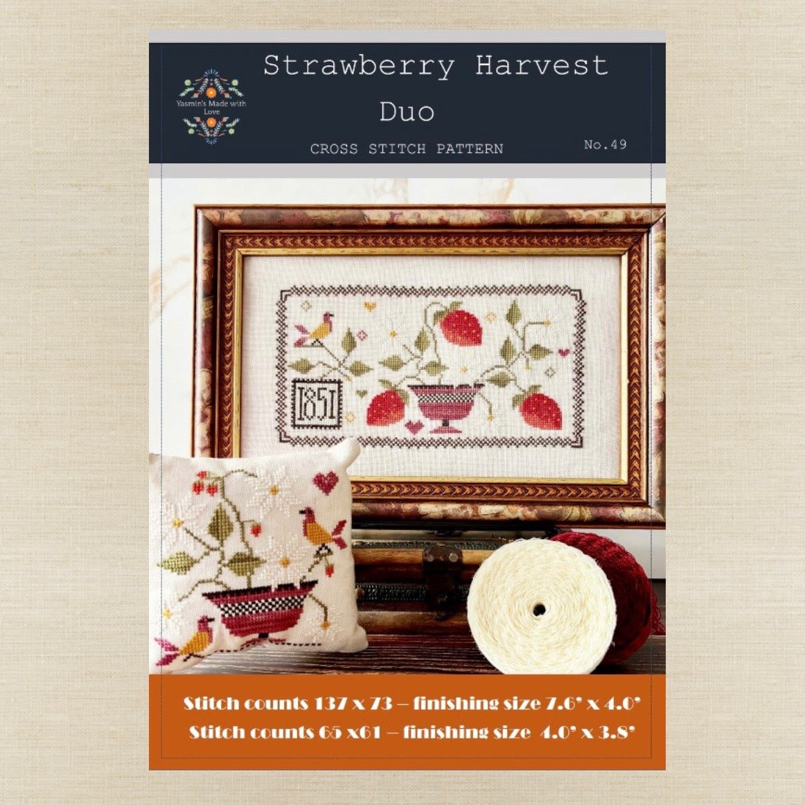 Yasmin's Made with Love - Strawberry Harvest Duo - Chart IH and/or Roxy Floss Conversion