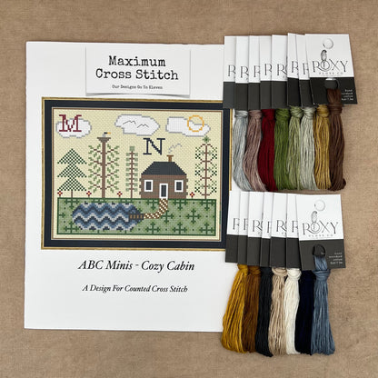 Maximum Cross Stitch - ABC Minis: Cozy Cabin - Booklet Chart IH and/or Roxy Floss