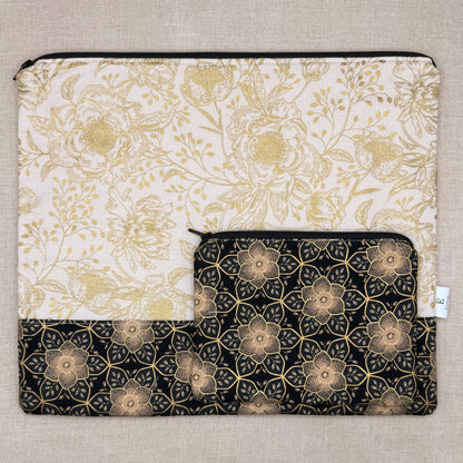 Golden Blooms - Project Bag with Coordinating Notions Pouch