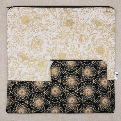 Golden Blooms - Project Bag with Coordinating Notions Pouch