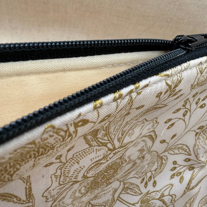Golden Blooms - Project Bag with Coordinating Notions Pouch
