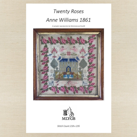 MammaLovesYouGB - Twenty Roses: Anne Williams 1861 - Booklet Chart IH and/or Roxy Floss Conversion