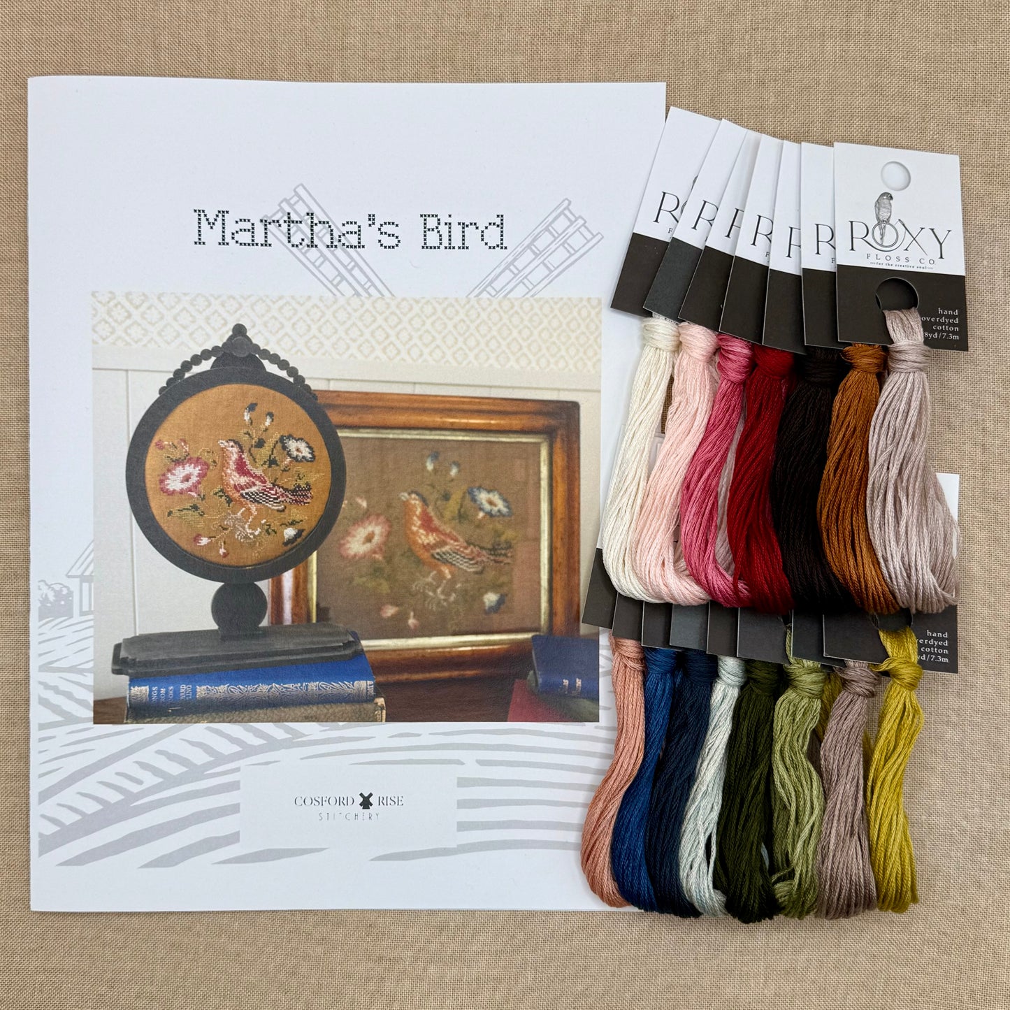 Cosford Rise Stitchery - Martha's Bird - Booklet Chart and/or Roxy Floss