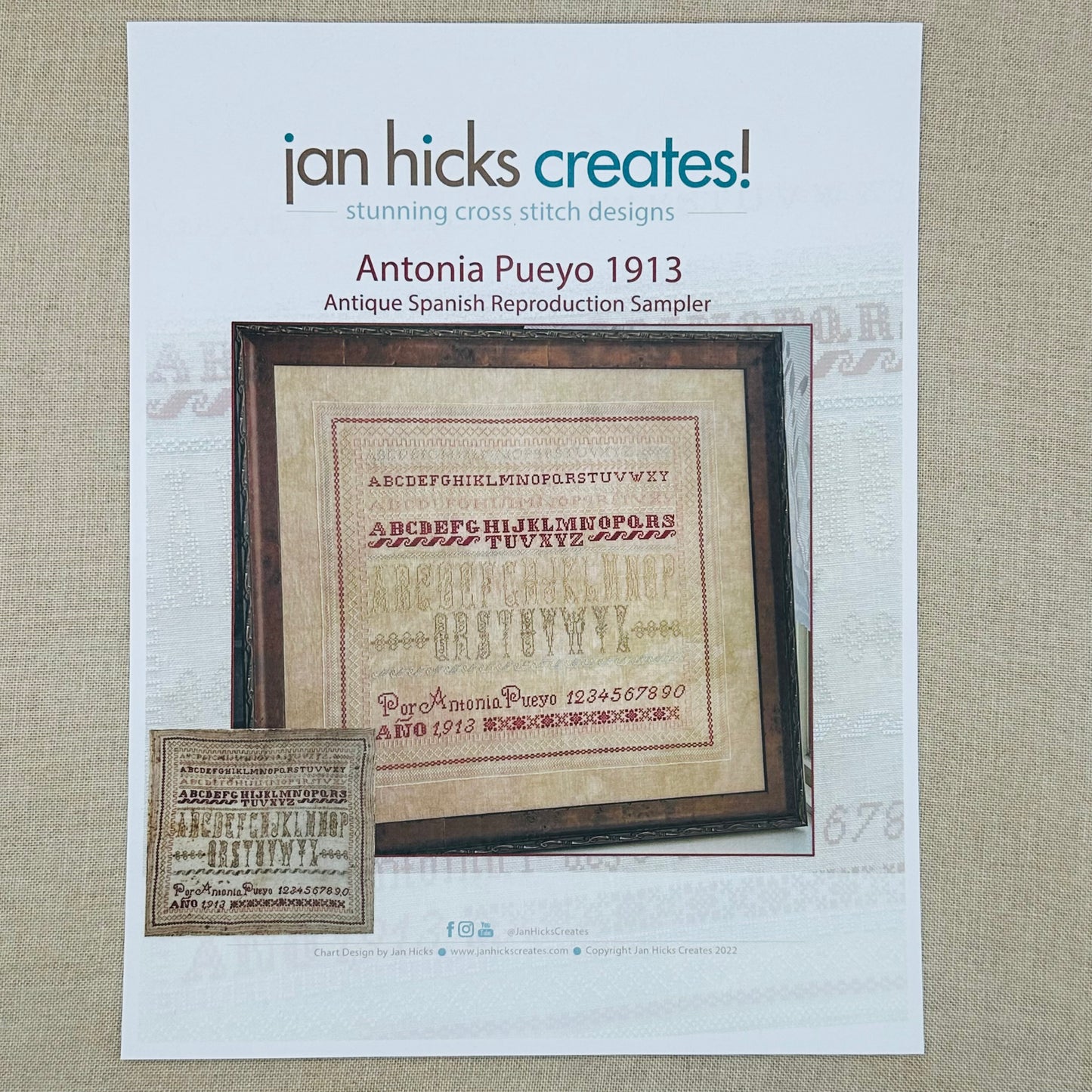 Jan Hicks Creates! - Antonia Pueyo 1913 - Cross Stitch Chart and/or Roxy Floss Co Threads