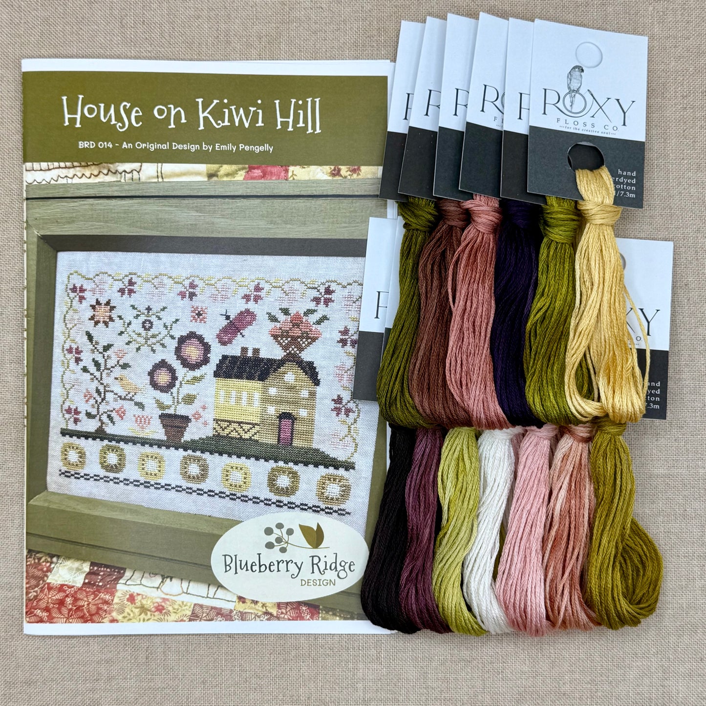 Blueberry Ridge Design - House on Kiwi Hill - Cross Stitch Chart and/or Roxy Floss Co Threads