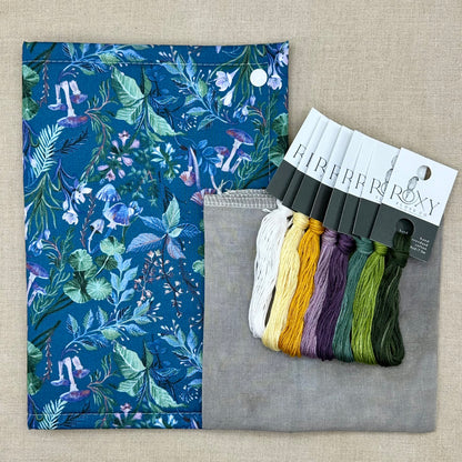Tiny Modernist, Roxy Floss Co, and Evertote - StitchNorth Spring 2024 Full Kit - Chart, Floss, Fabric, and Flossfolio