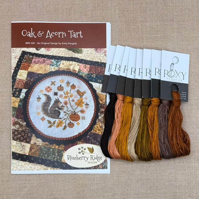 Blueberry Ridge Design - Oak and Acorn Tart - Cross Stitch Chart and/or Roxy Floss Co Threads