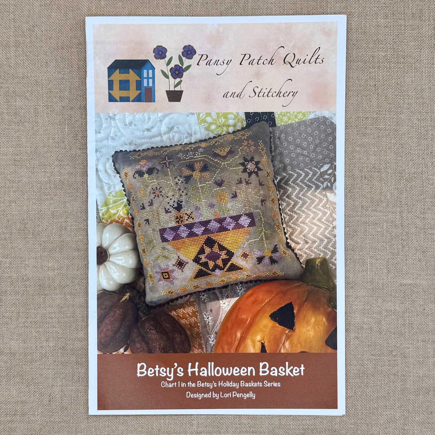 Pansy Patch Quilts and Stitchery - Betsy's Halloween Basket - Cross Stitch Chart and/or Roxy Floss Co Threads