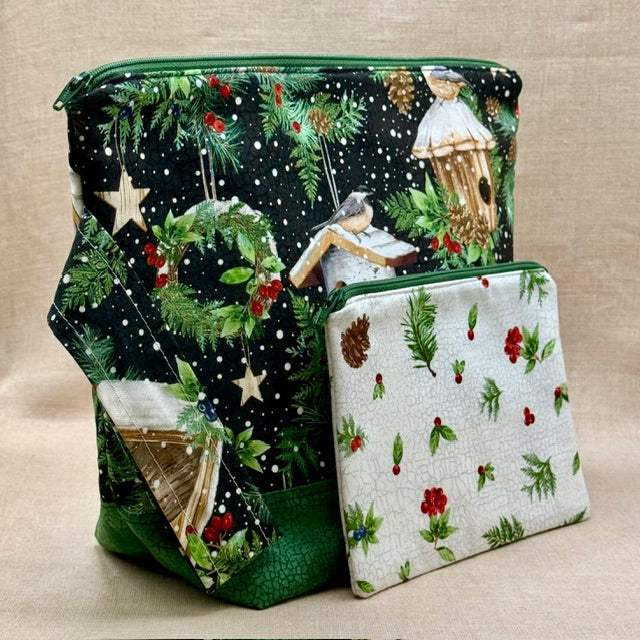 Home for the Holidays  - Project Bag with Coordinating Notions Pouch
