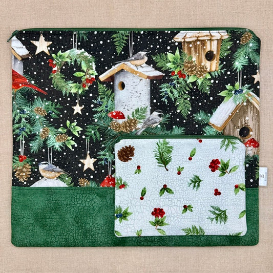 Home for the Holidays  - Project Bag with Coordinating Notions Pouch