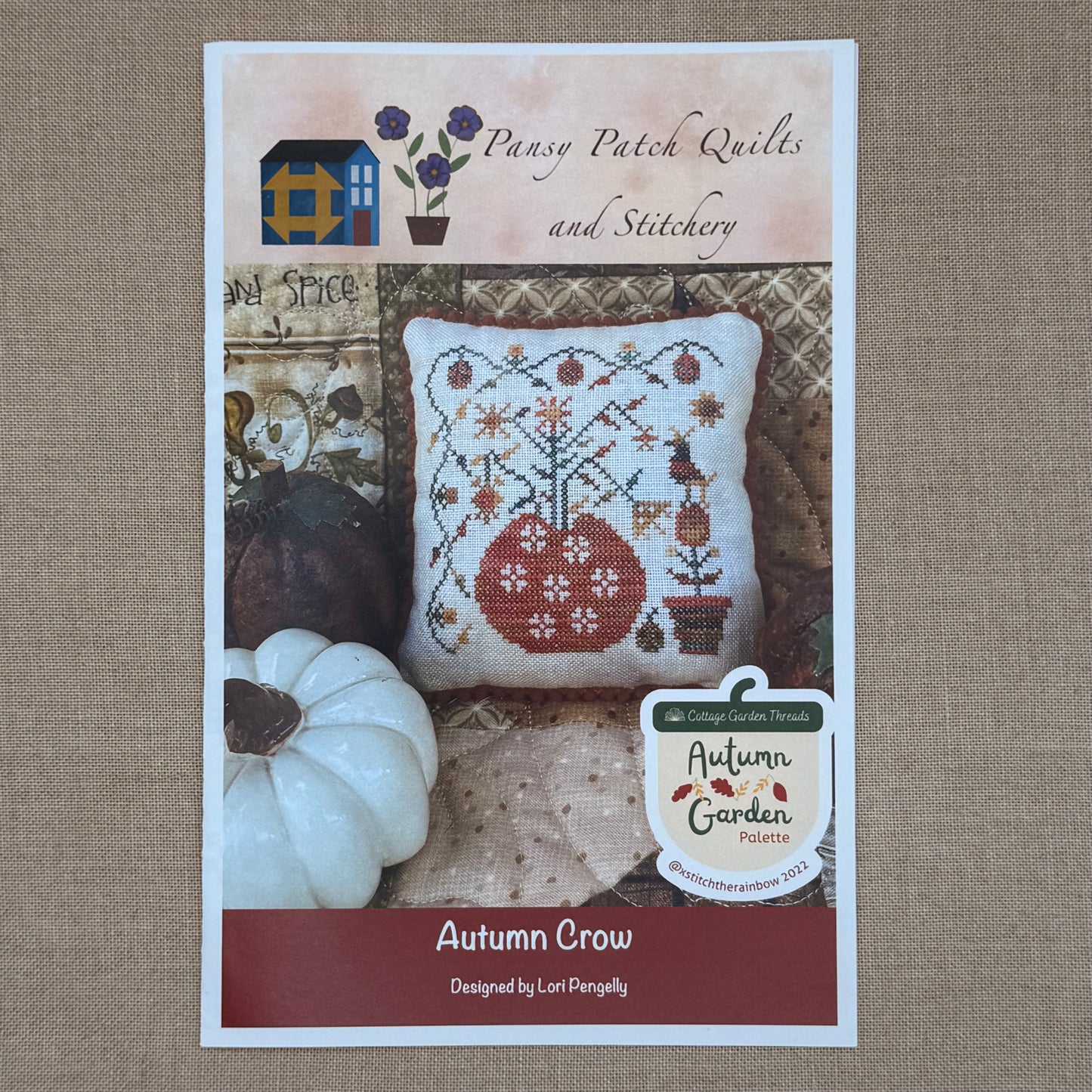 Pansy Patch Quilts and Stitchery - Autumn Crow - Cross Stitch Chart and/or Roxy Floss Co Threads