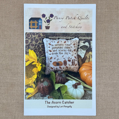 Pansy Patch Quilts and Stitchery - The Acorn Catcher - Cross Stitch Chart and/or Roxy Floss Co Threads