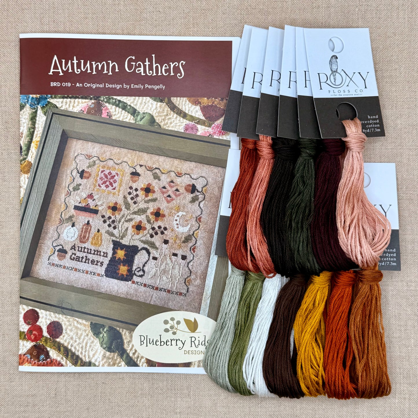 Blueberry Ridge Design - Autumn Gathers - Cross Stitch Chart and/or Roxy Floss Co Threads