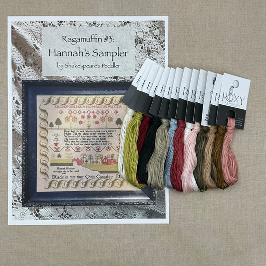 Shakespeare's Peddler - Ragamuffin #3 Hannah's Sampler - Booklet Chart and/or Roxy Floss Conversion