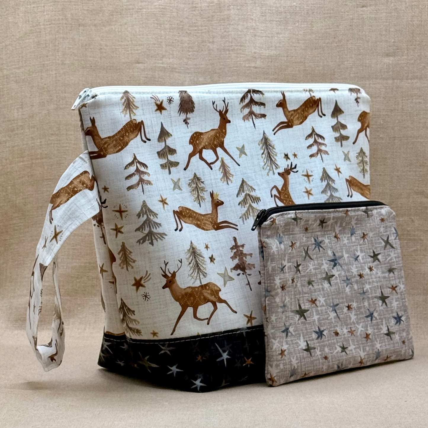 Dashers & Prancers - Project Bag with Coordinating Notions Pouch