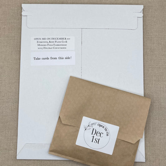 Evertote, Modern Folk Embroidery, and Roxy Floss Co. Holiday Countdown 2023 ***DAILY CARDS AND DAY 1 TREATS***