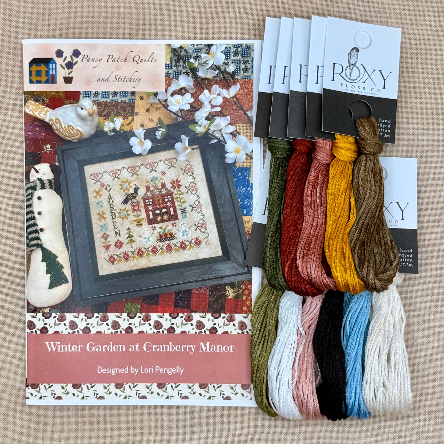 Pansy Patch Quilts and Stitchery - Winter Garden at Cranberry Manor - Cross Stitch Chart and/or Roxy Floss Co Threads