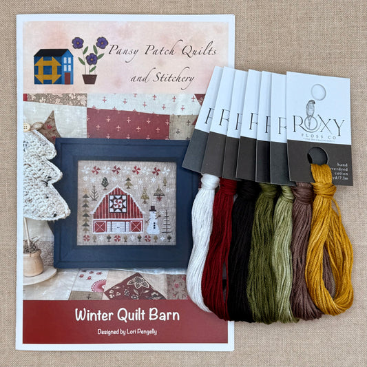 Pansy Patch Quilts and Stitchery - Winter Quilt Barn - Cross Stitch Chart and/or Roxy Floss Co Threads