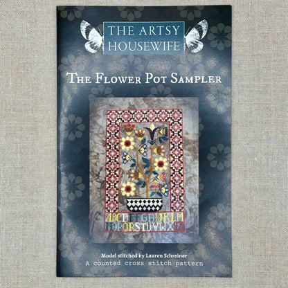 The Artsy Housewife - The Flower Pot Sampler - Chart and/or Roxy Floss Conversion