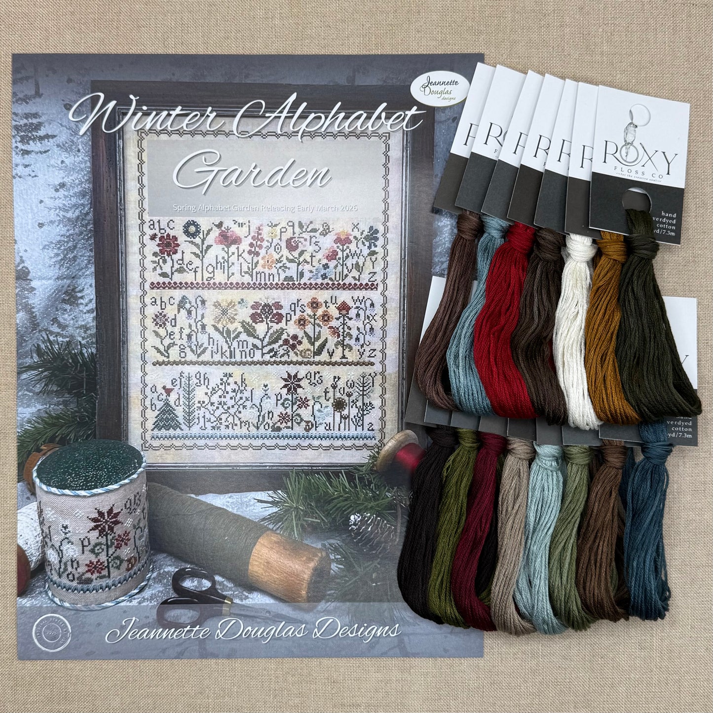 Jeannette Douglas Designs - Winter Alphabet Garden - Booklet Chart and/or Roxy Floss Conversion
