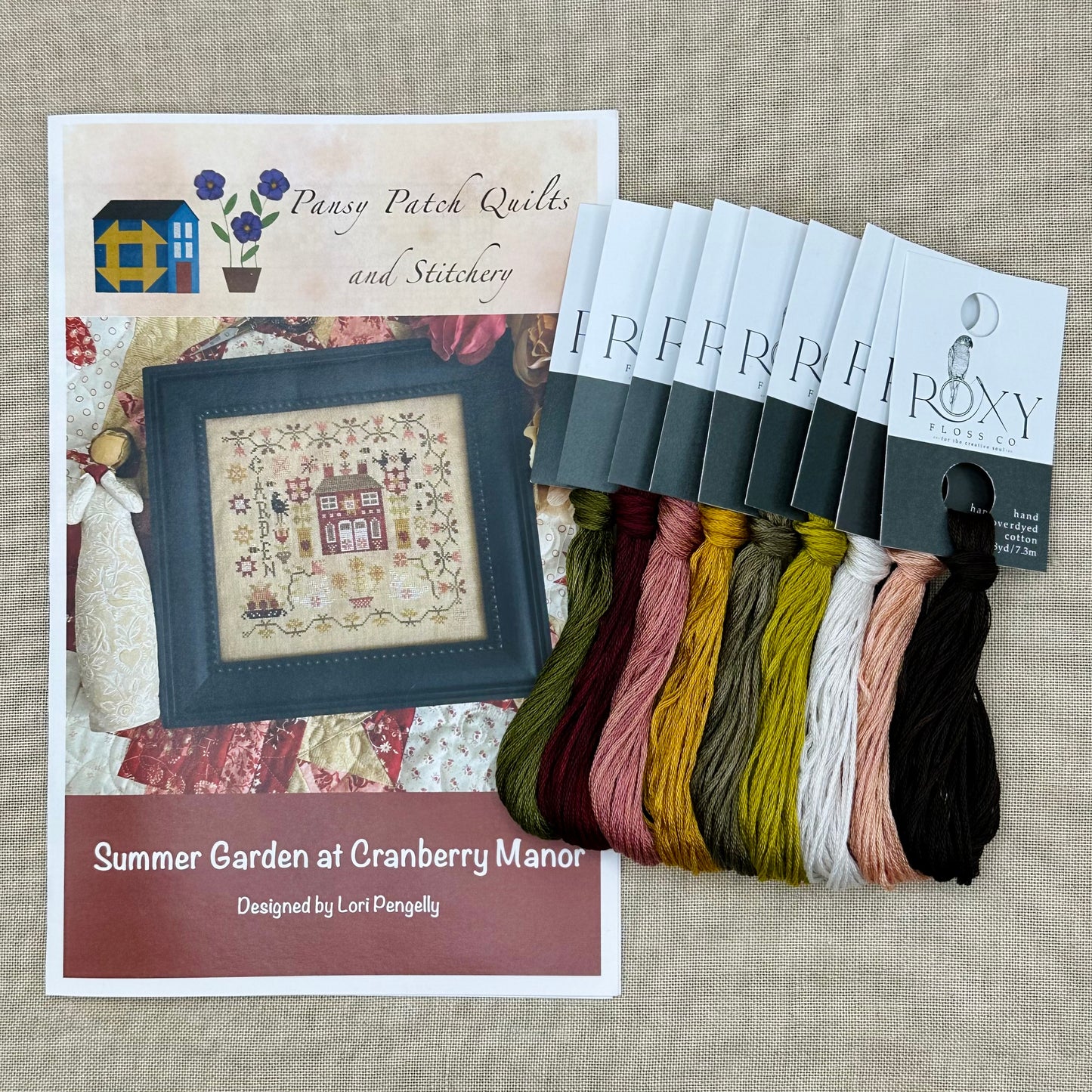 Pansy Patch Quilts and Stitchery - Summer Garden at Cranberry Manor - Cross Stitch Chart and/or Roxy Floss Co Threads