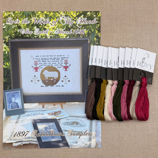 1897 Schoolhouse Samplers - Over the Works of Thy Hands: Ellen Smith ~ March 1836 -  Physical Chart and/or Roxy Floss