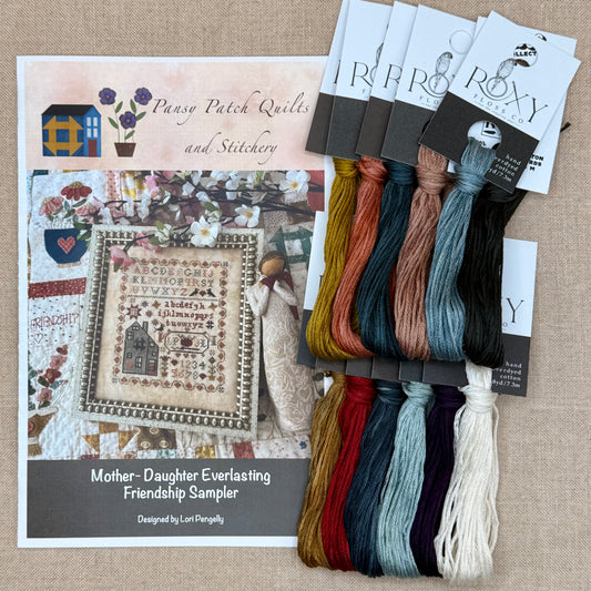 Pansy Patch Quilts and Stitchery - Mother-Daughter Everlasting Friendship Sampler - Cross Stitch Chart and/or Roxy Floss Co Threads