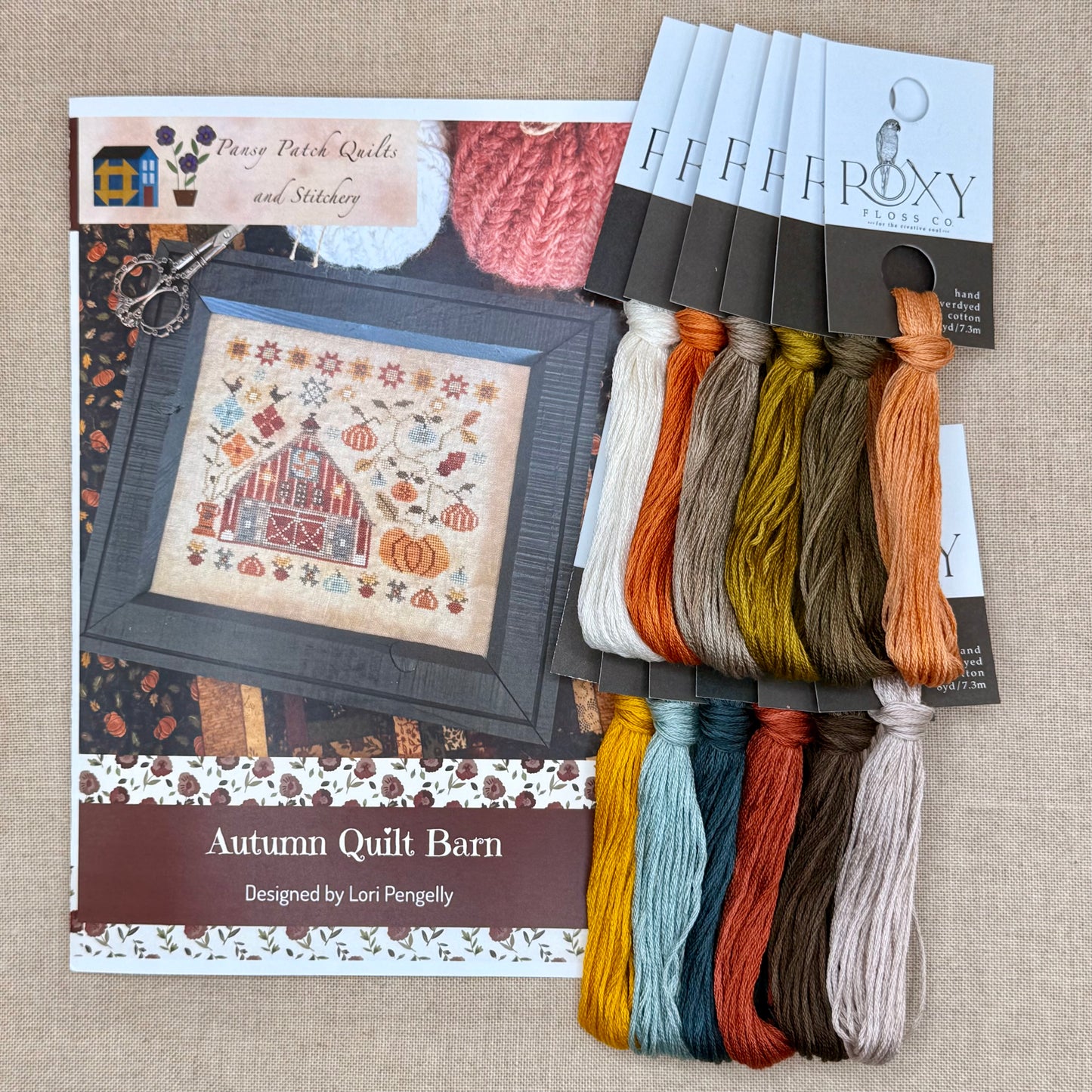 Pansy Patch Quilts and Stitchery - Autumn Quilt Barn - Cross Stitch Chart and/or Roxy Floss Co Threads
