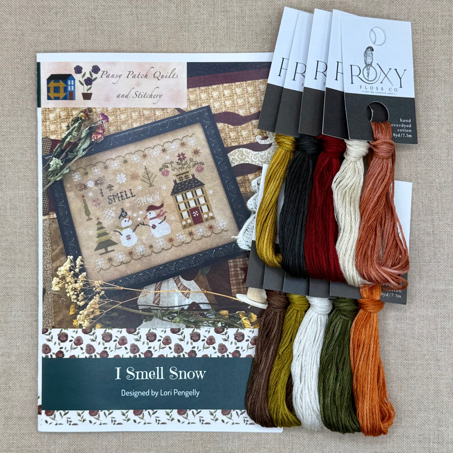 Pansy Patch Quilts and Stitchery - I Smell Snow - Cross Stitch Chart and/or Roxy Floss Co Threads