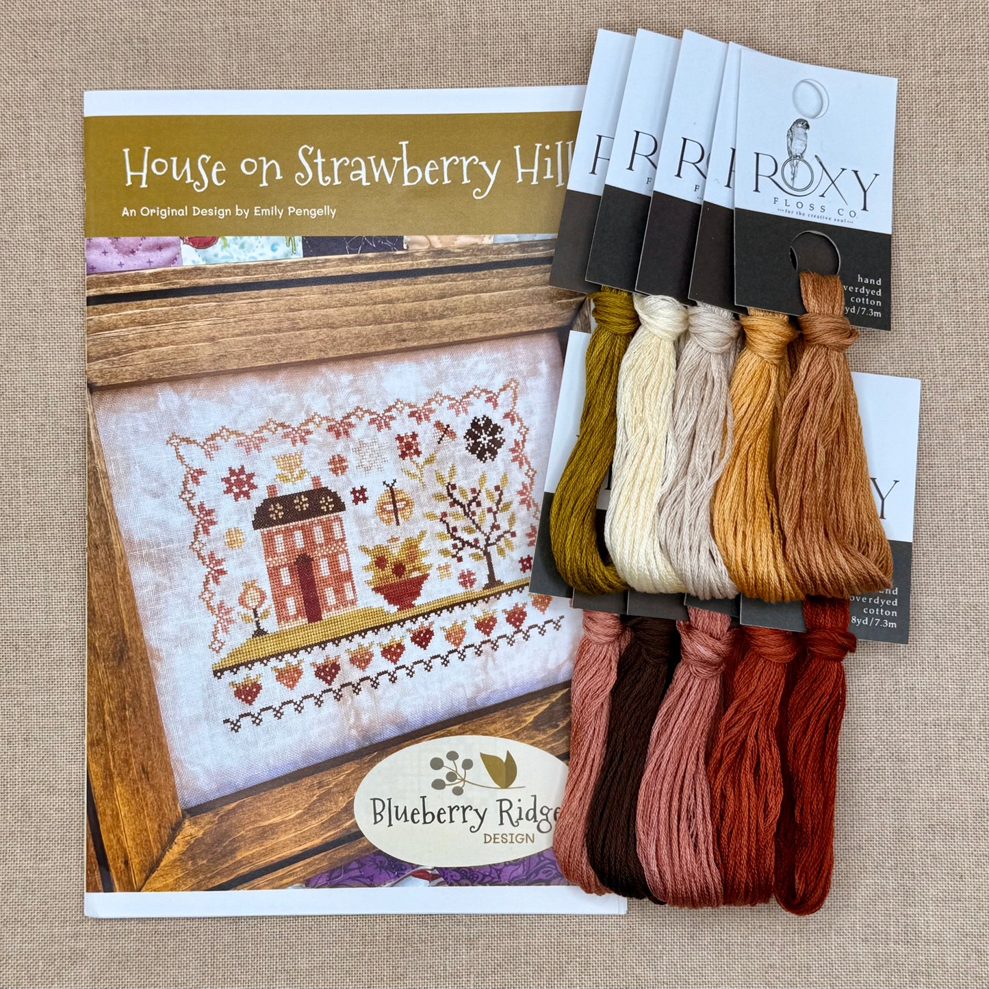 Blueberry Ridge Design - House on Strawberry Hill - Cross Stitch Chart and/or Roxy Floss Co Threads
