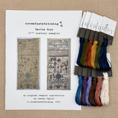 Crowsfeetstitching - Martha Hope's Sampler - Booklet Chart and/or Roxy Floss Pack