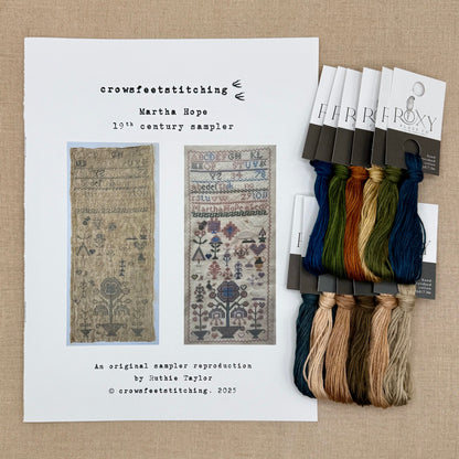 Crowsfeetstitching - Martha Hope's Sampler - Booklet Chart and/or Roxy Floss Pack