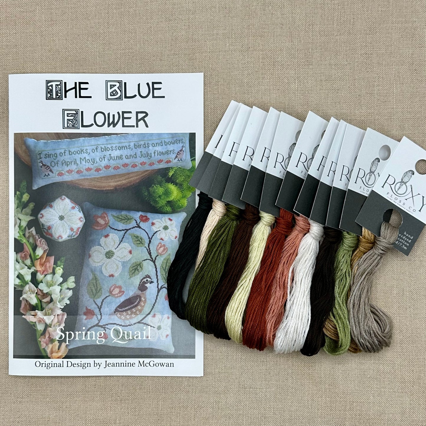 The Blue Flower - Spring Quail - Booklet Chart and/or Roxy Floss Conversion