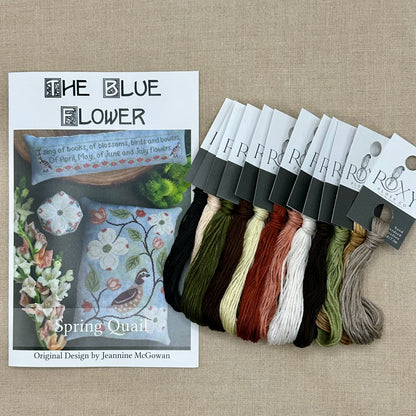The Blue Flower - Spring Quail - Booklet Chart and/or Roxy Floss Conversion