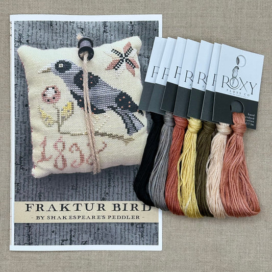 Shakespeare's Peddler - Fraktur Bird - Booklet Chart and/or Roxy Floss Conversion