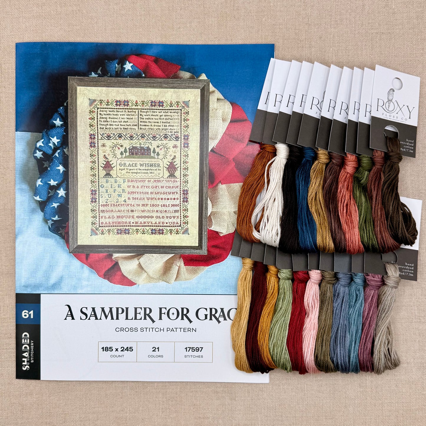 Shaded Stitchery - A Sampler for Grace - Chart IH and/or Roxy Floss
