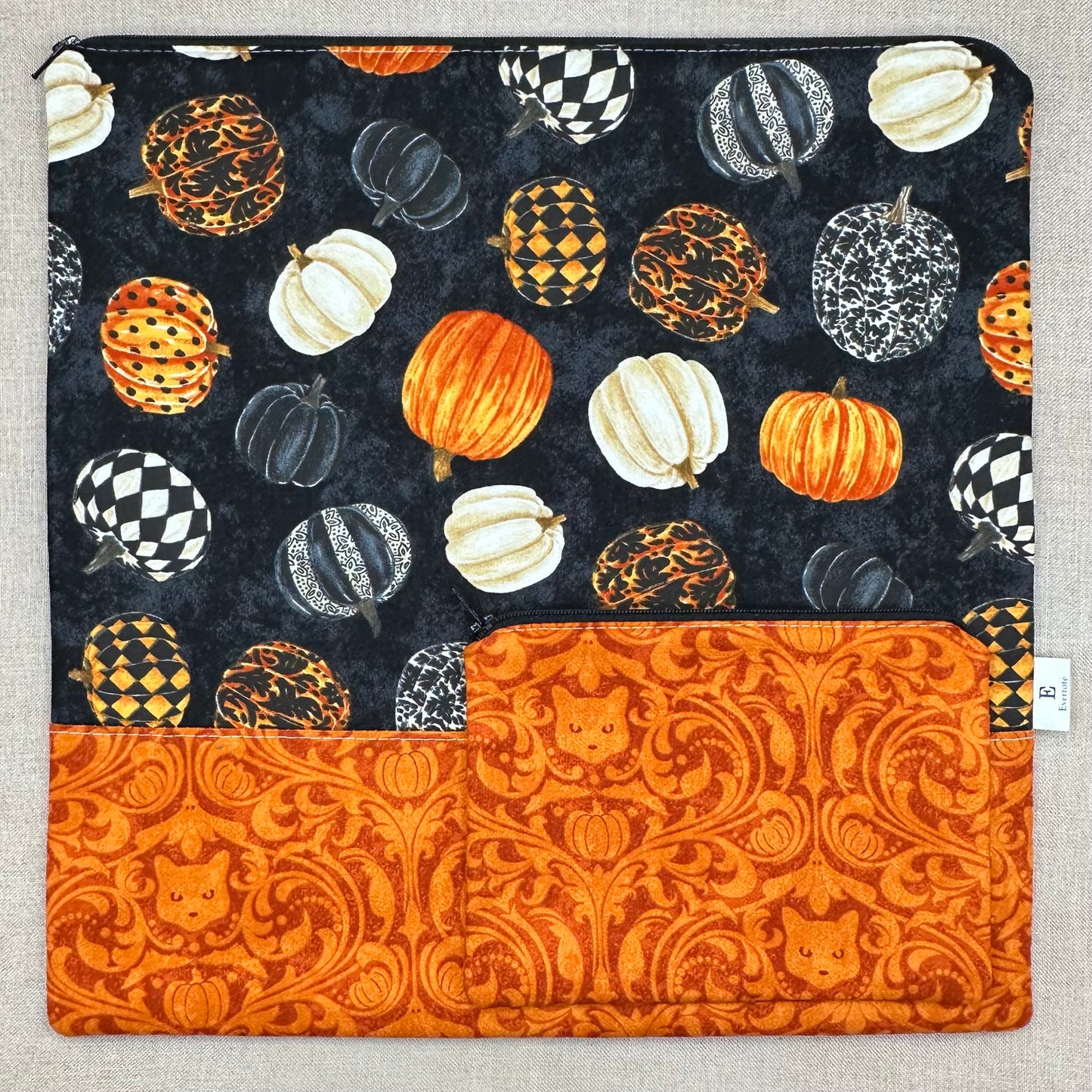 Patterned Pumpkins  - Project Bag with Coordinating Notions Pouch