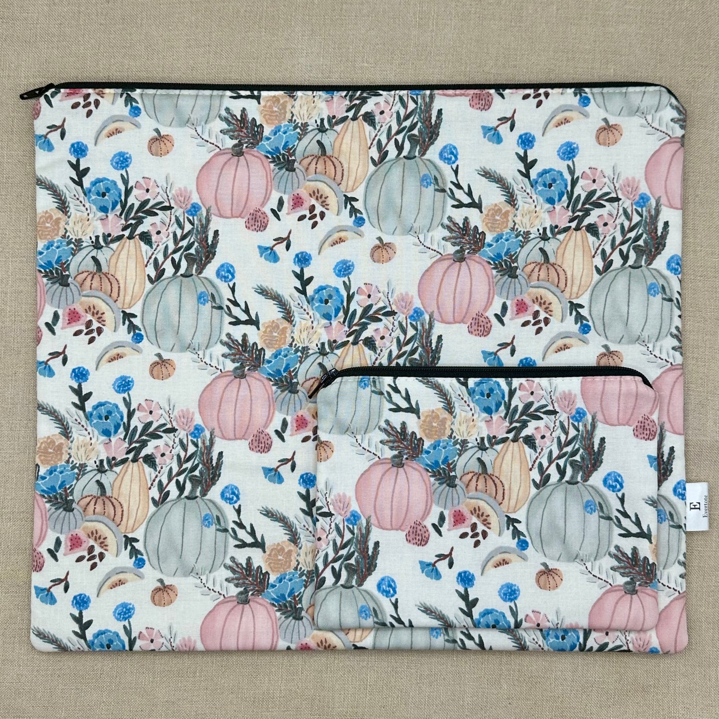 Pretty Lil Pumpkin Patch  - Project Bag with Coordinating Notions Pouch