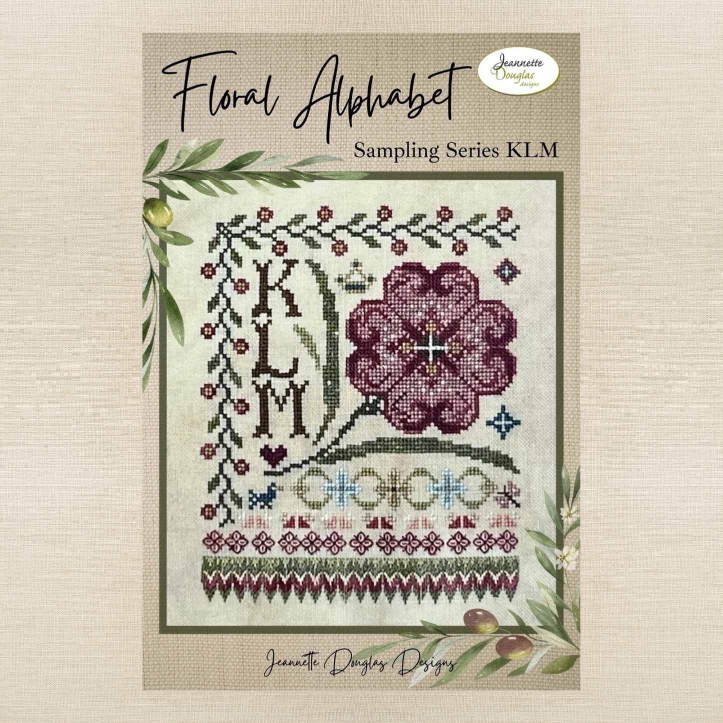 Jeannette Douglas Designs - Floral Alphabet Sampling Series: KLM - Booklet Chart