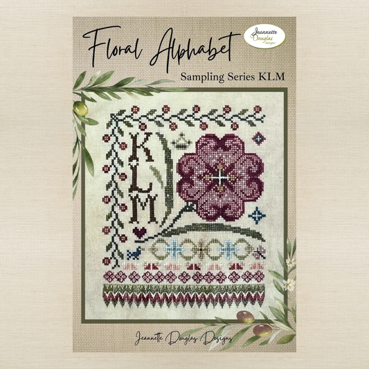 Jeannette Douglas Designs - Floral Alphabet Sampling Series: KLM - Booklet Chart