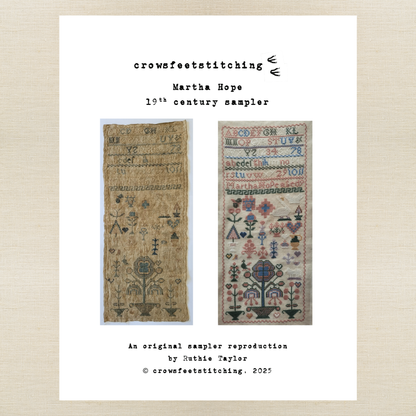 Crowsfeetstitching - Martha Hope's Sampler - Booklet Chart and/or Roxy Floss Pack